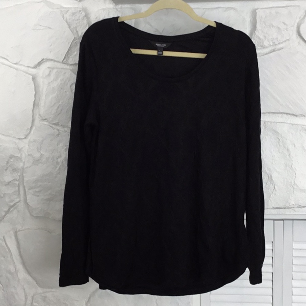 Vera Wang Black Long Sleeve Stretch Top Large